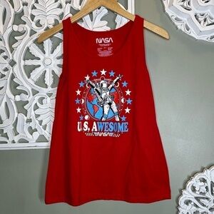 NASA USA Awesome Tank Astronaut Sleeveless Tee Tank  XS Patriotic